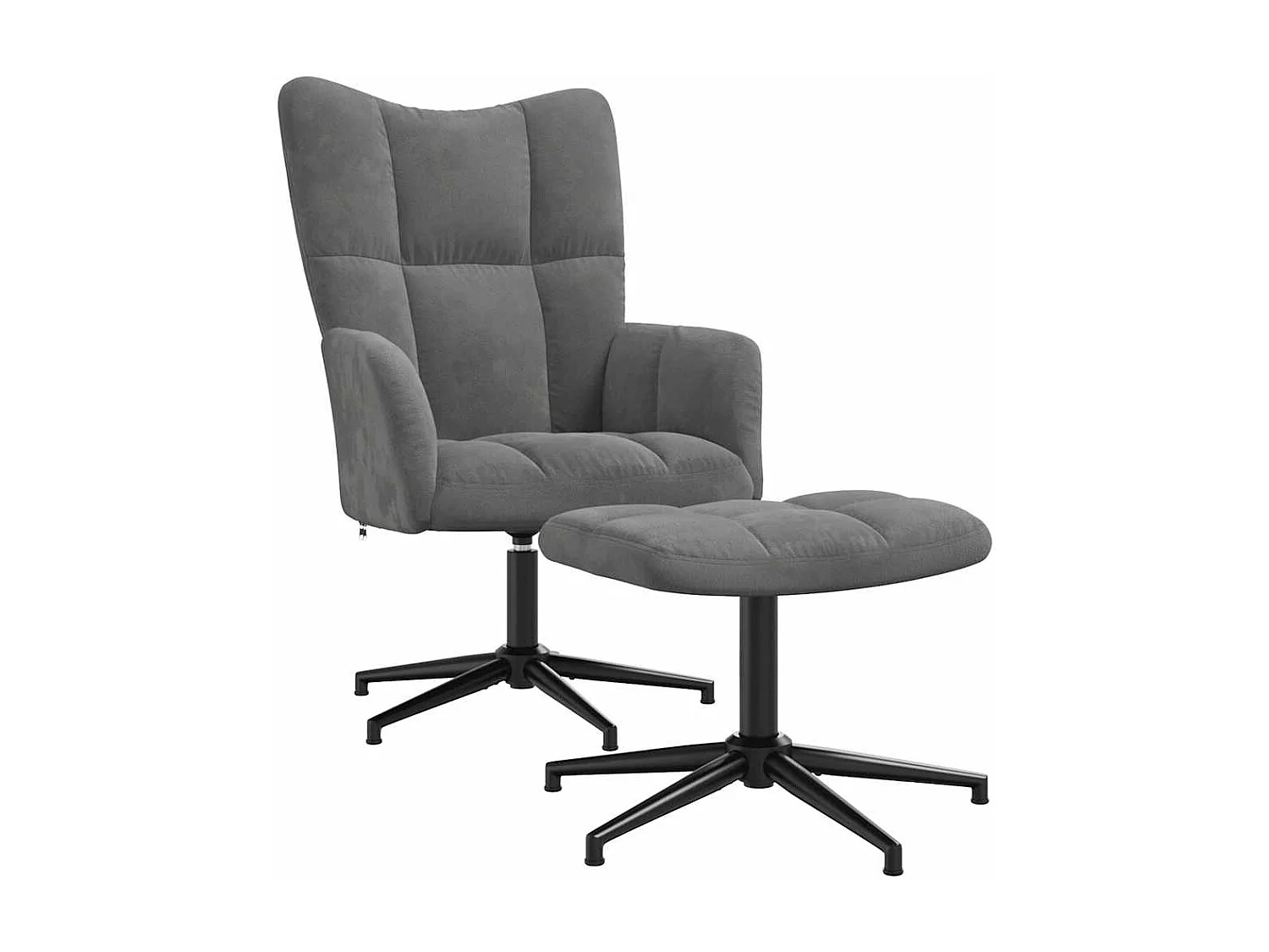 Sedia Relax con Poggiapiedi Grigio Scuro in Velluto