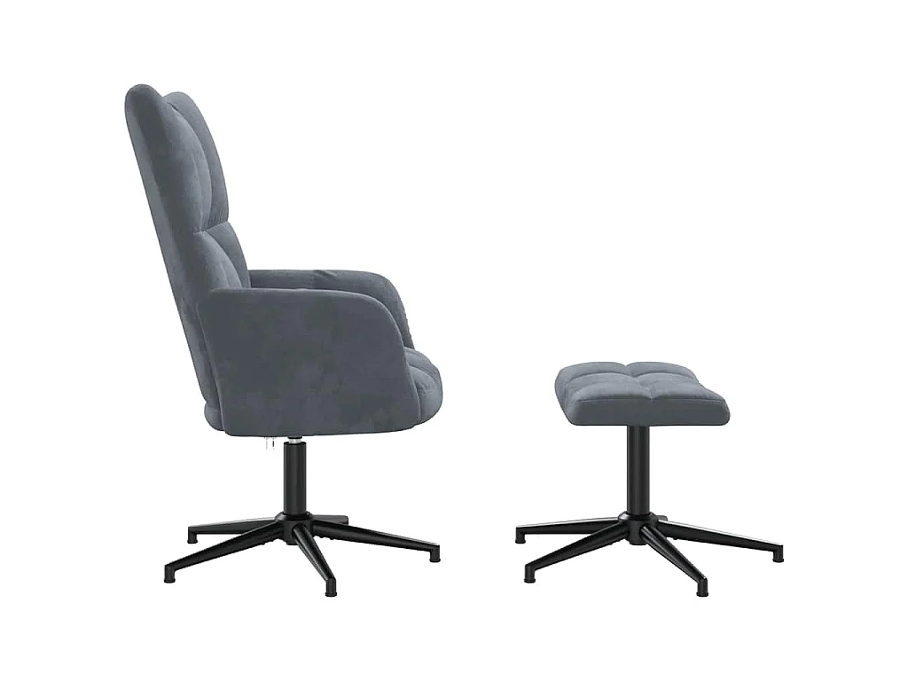 Relaxsessel mit Hocker Dunkelgrau Samt