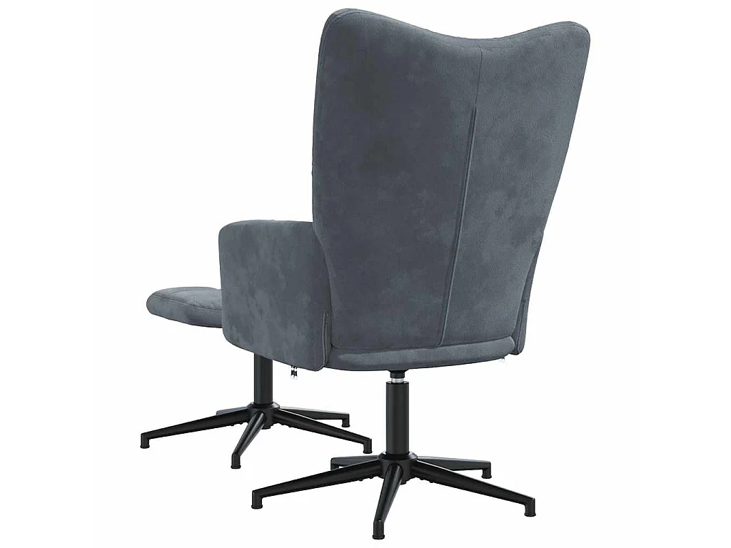 Relaxsessel mit Hocker Dunkelgrau Samt