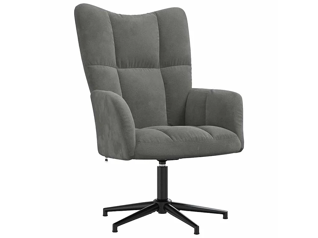 Relaxsessel mit Hocker Dunkelgrau Samt