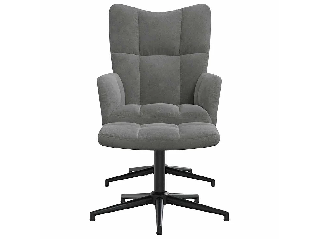 Chaise de relaxation avec tabouret Gris foncé Velours
