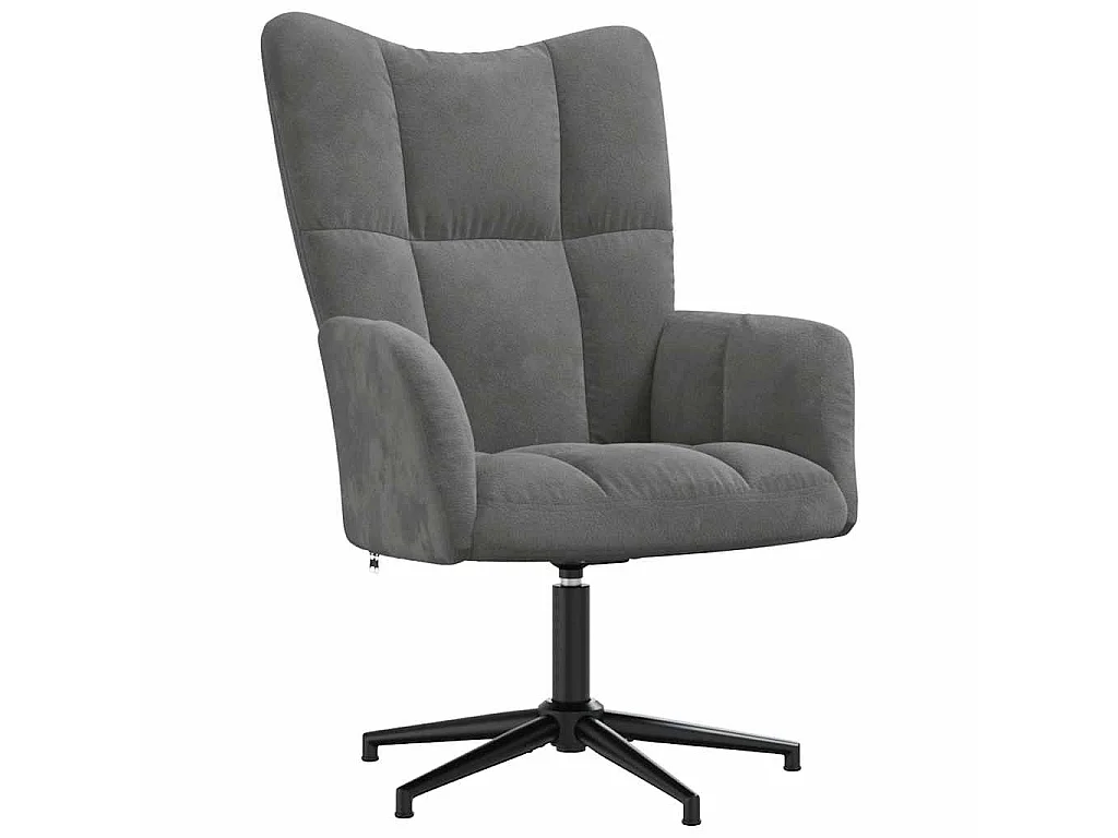 Chaise de relaxation avec tabouret Gris foncé Velours