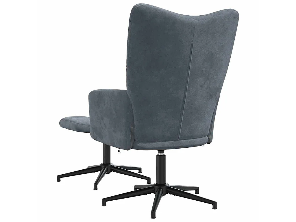 Chaise de relaxation avec tabouret Gris foncé Velours