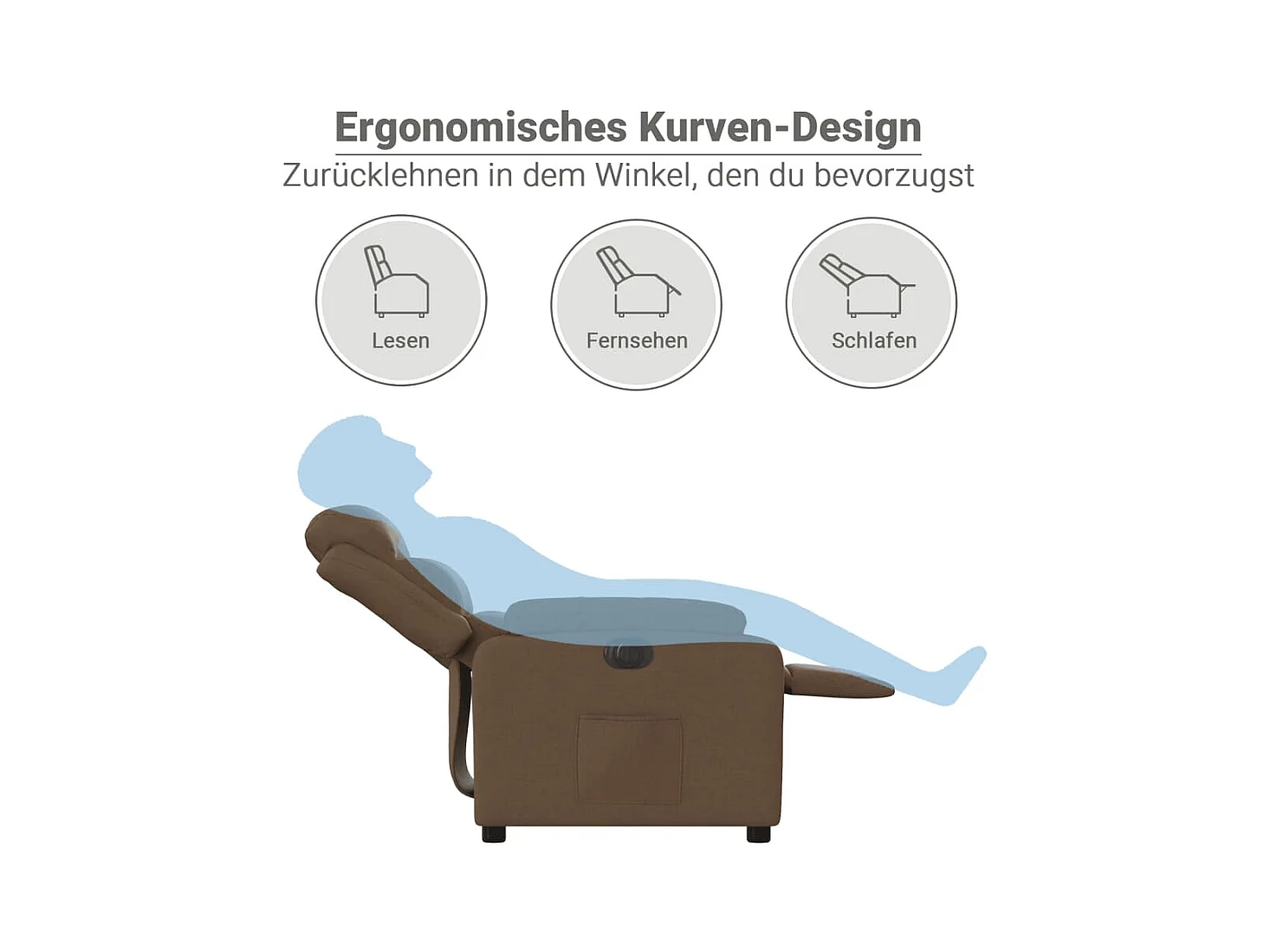 Fauteuil inclinable électrique Marron Tissu