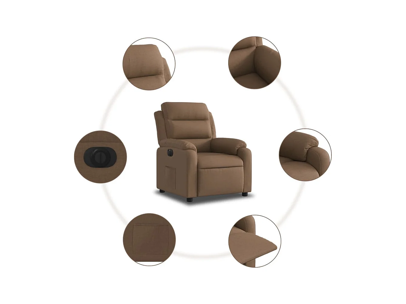 Fauteuil inclinable électrique Marron Tissu