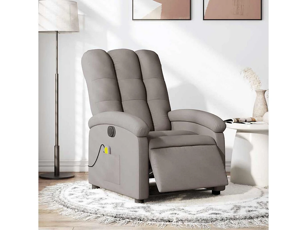 Fauteuil de massage inclinable électrique Taupe Tissu