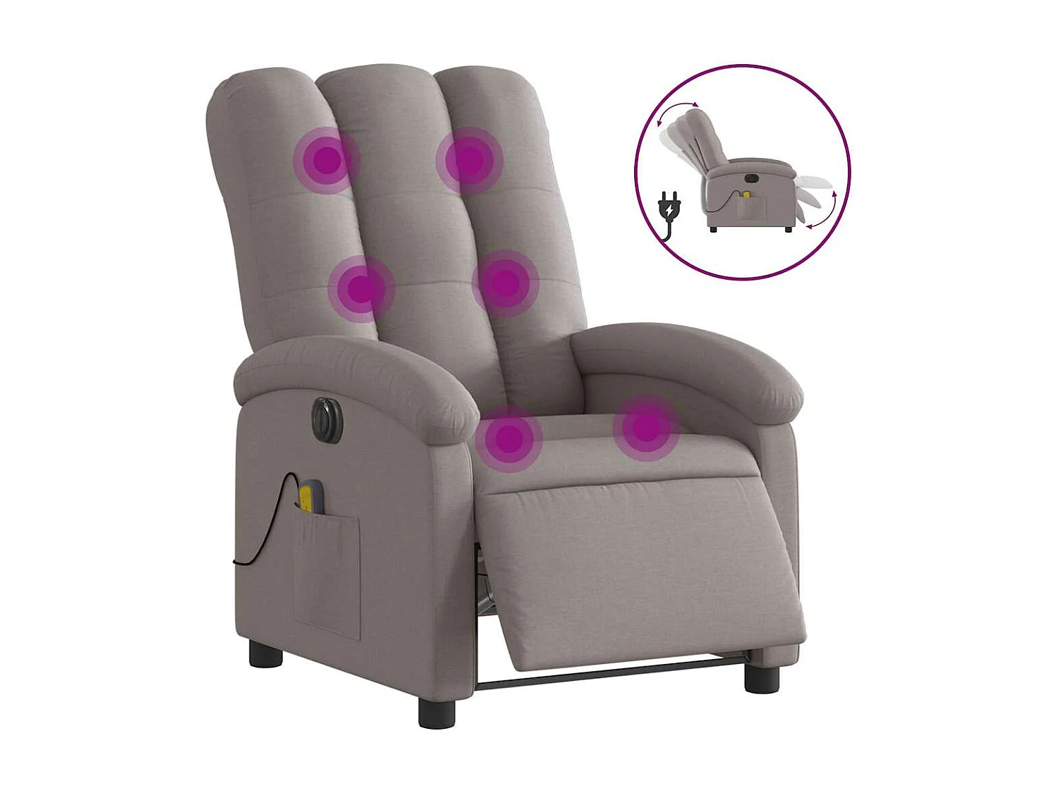 Fauteuil de massage inclinable électrique Taupe Tissu