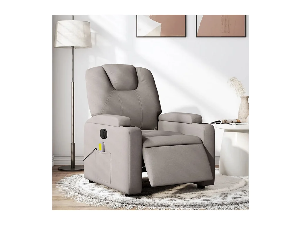 Fauteuil de massage inclinable électrique Taupe Tissu
