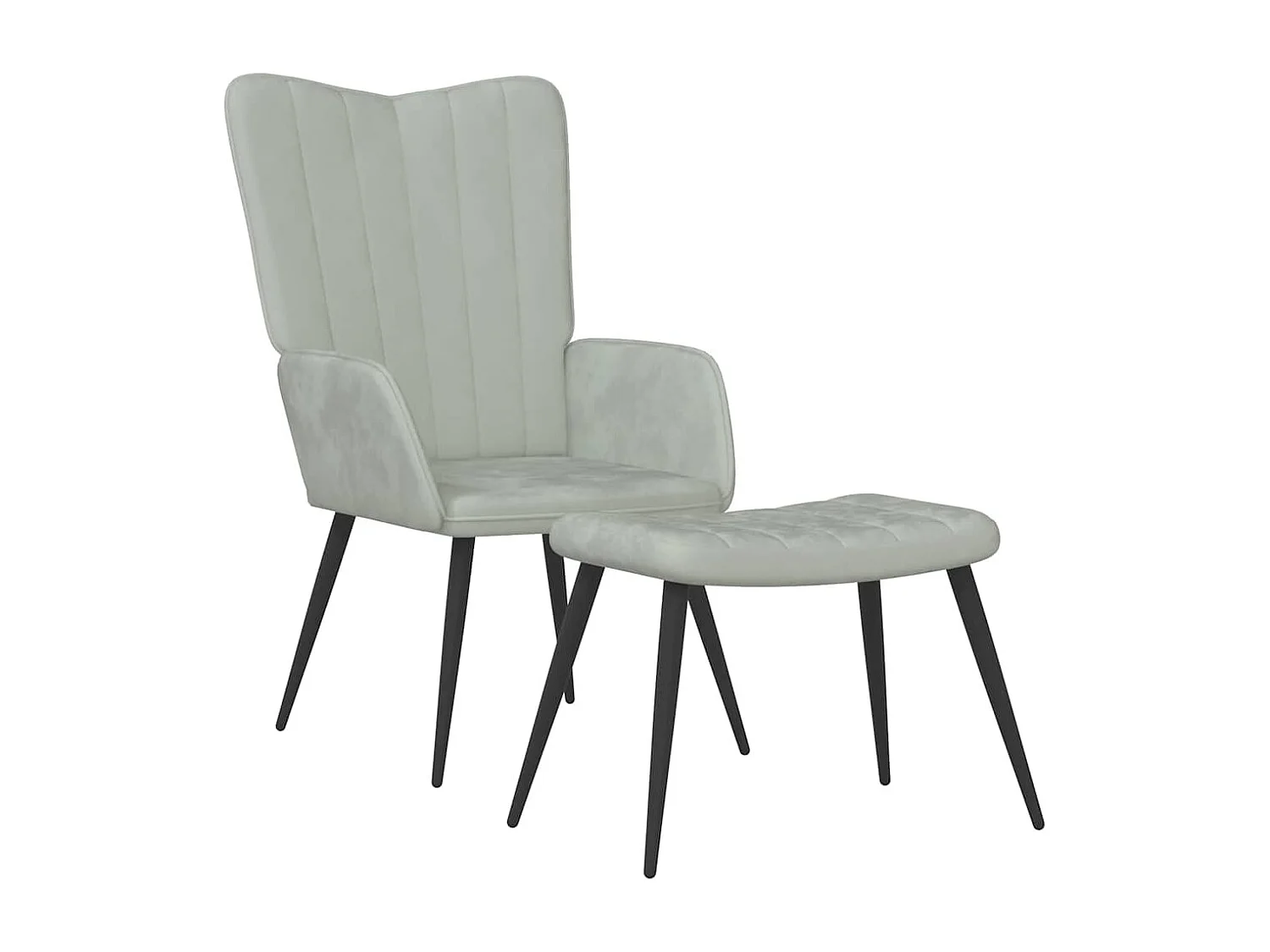 Chaise de relaxation avec repose-pied Gris clair Velours