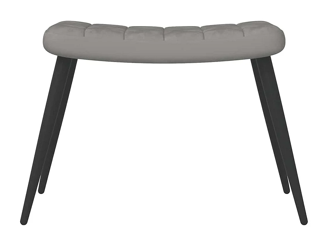 Chaise de relaxation avec repose-pied Gris clair Velours