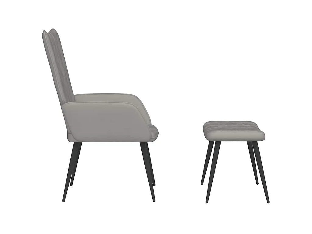 Chaise de relaxation avec repose-pied Gris clair Velours