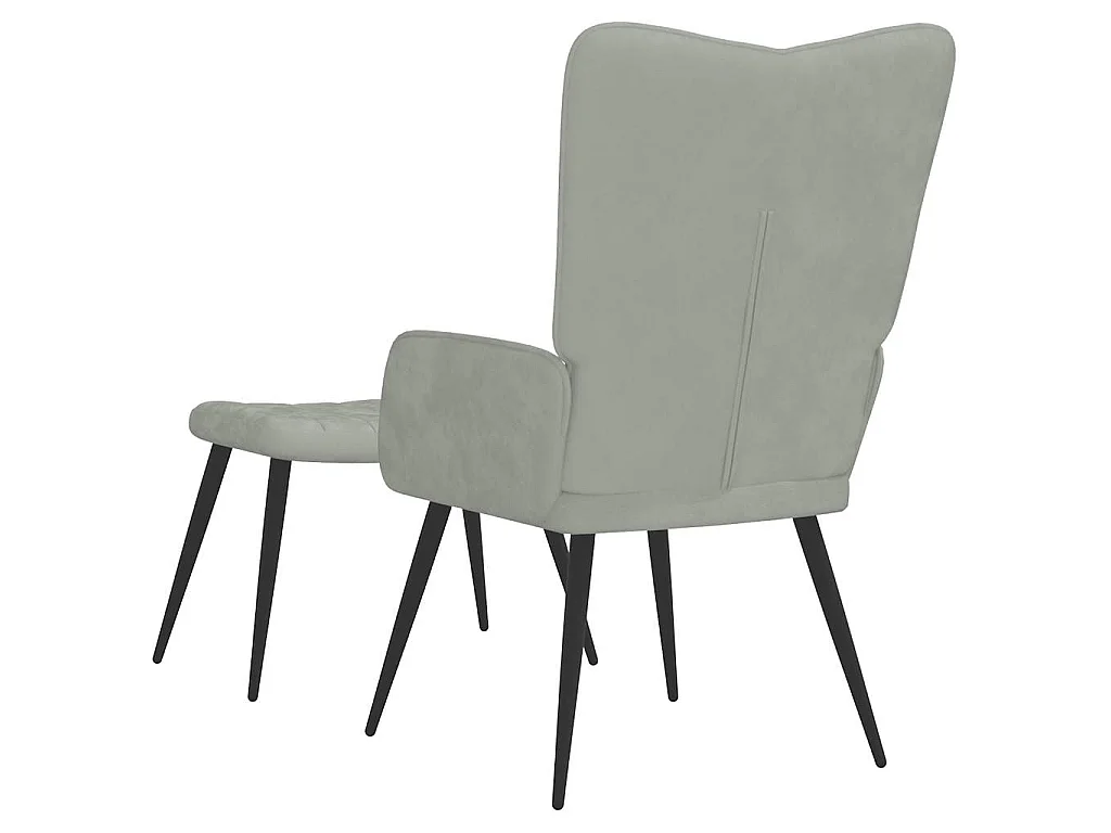 Chaise de relaxation avec repose-pied Gris clair Velours