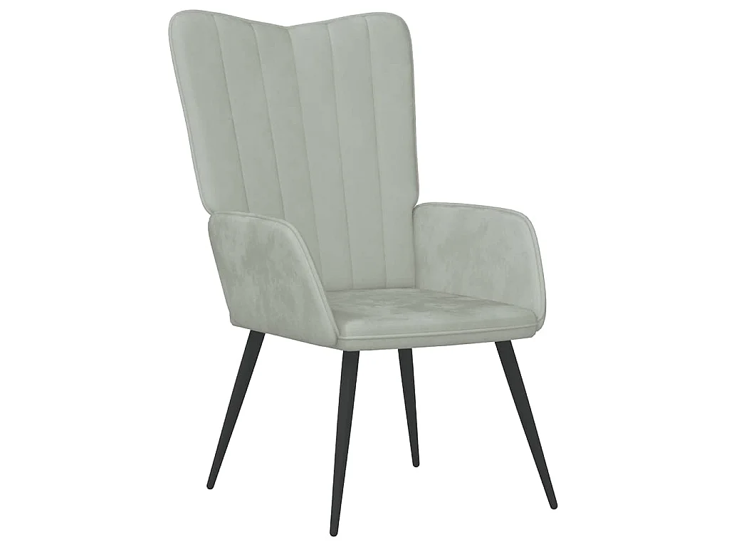 Chaise de relaxation avec repose-pied Gris clair Velours