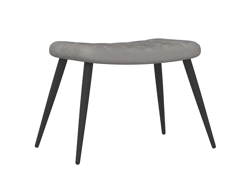 Chaise de relaxation avec repose-pied Gris clair Velours