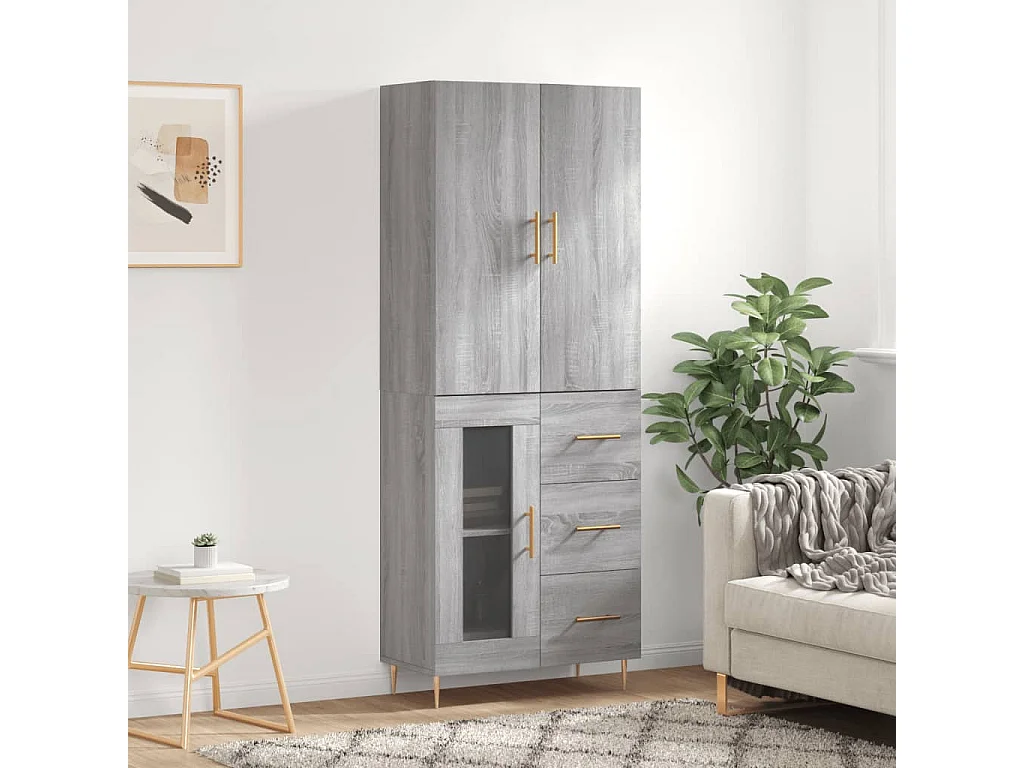 Buffet haut Sonoma gris 69,5x34x180 cm Bois d'ingénierie