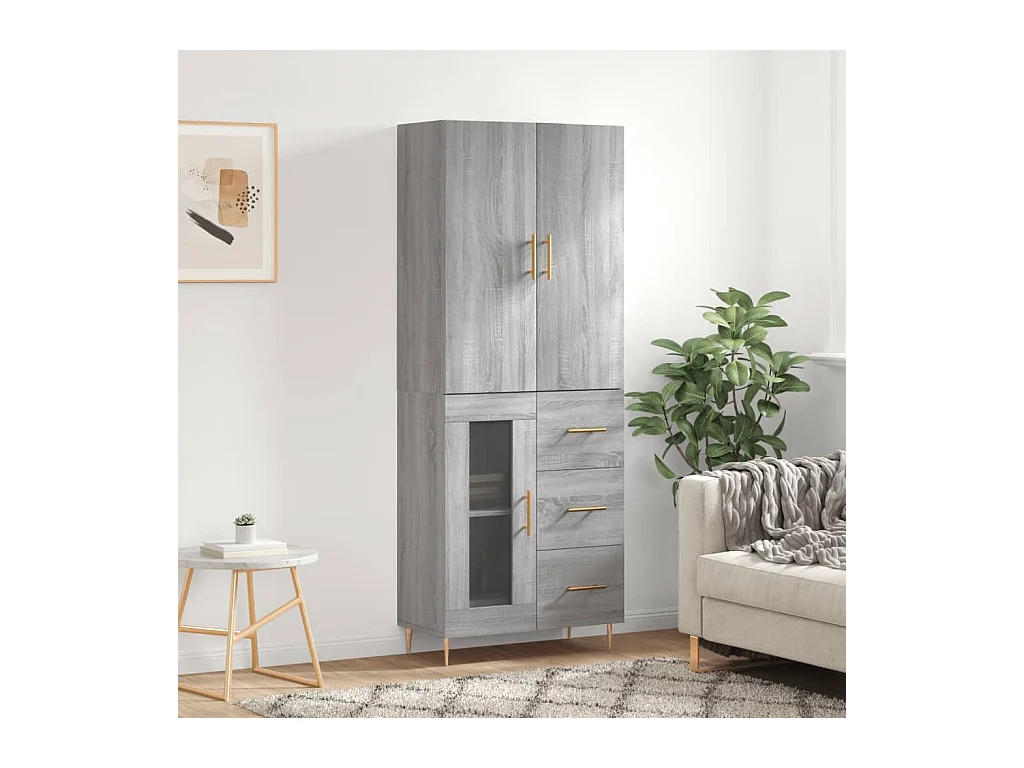 Buffet haut Sonoma gris 69,5x34x180 cm Bois d'ingénierie