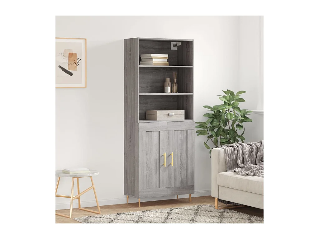 Highboard Grau Sonoma 69,5x34x180 cm Holzwerkstoff