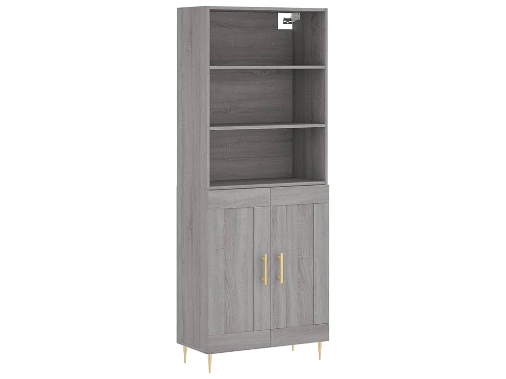 Highboard Grau Sonoma 69,5x34x180 cm Holzwerkstoff