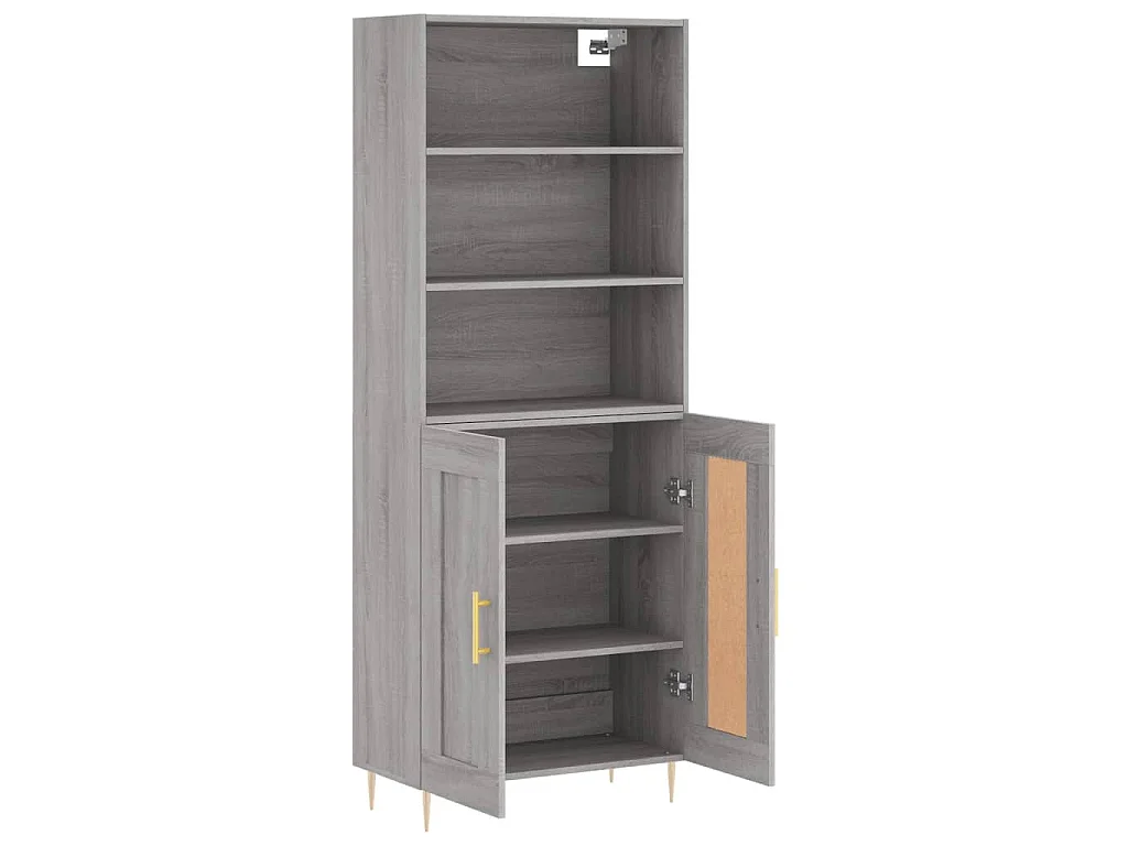 Highboard Grau Sonoma 69,5x34x180 cm Holzwerkstoff
