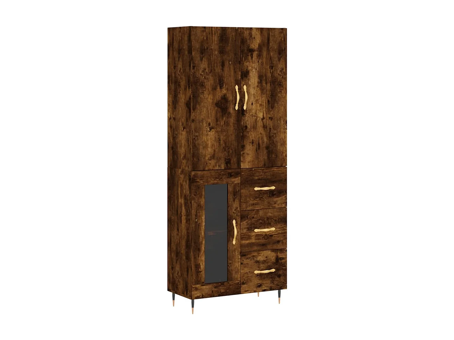 Buffet haut Chêne fumé 69,5x34x180 cm Bois d'ingénierie
