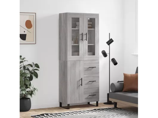 Kauf Unique Highboard Grau Sonoma 69,5x34x180 cm Holzwerkstoff