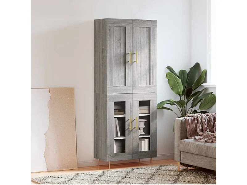 Credenza Grigio Sonoma 69,5x34x180 cm in Legno Multistrato