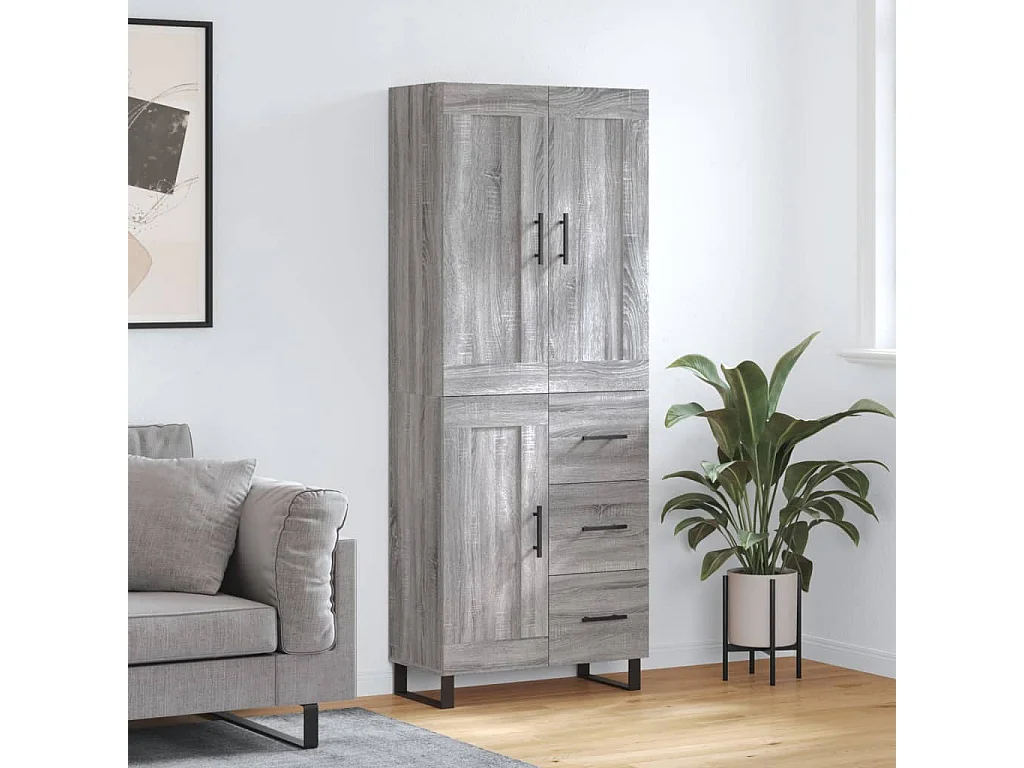 Buffet haut Sonoma gris 69,5x34x180 cm Bois d'ingénierie