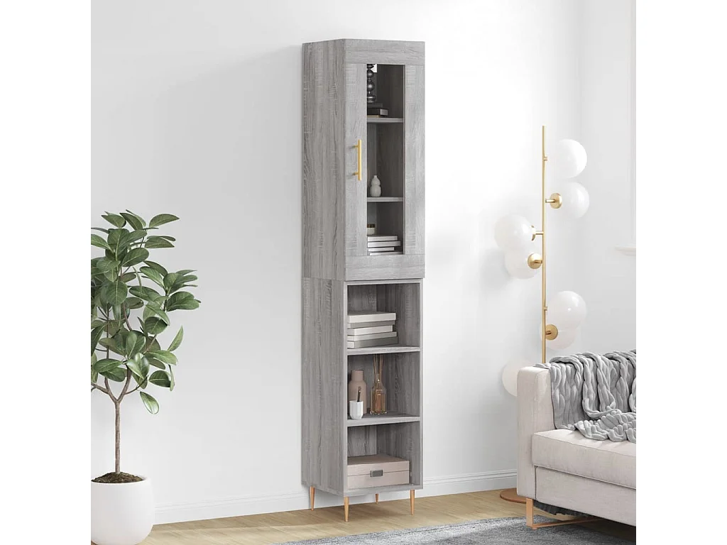 Credenza Grigio Sonoma 34,5x34x180 cm in Legno Multistrato