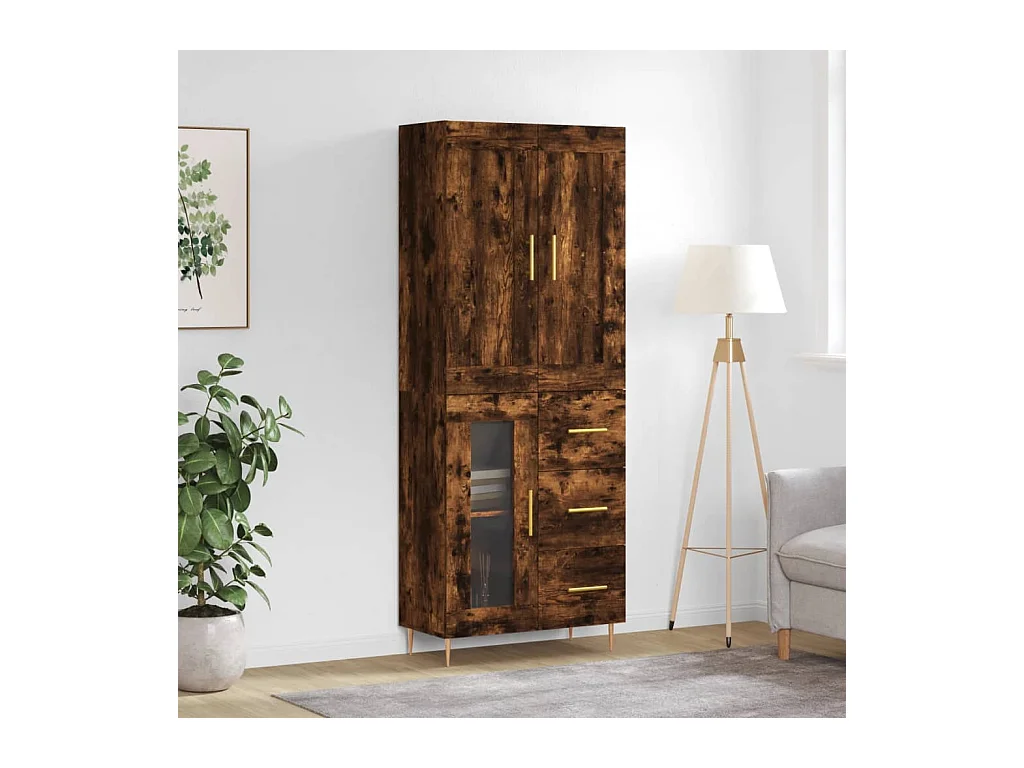 Highboard Räuchereiche 69,5x34x180 cm Holzwerkstoff