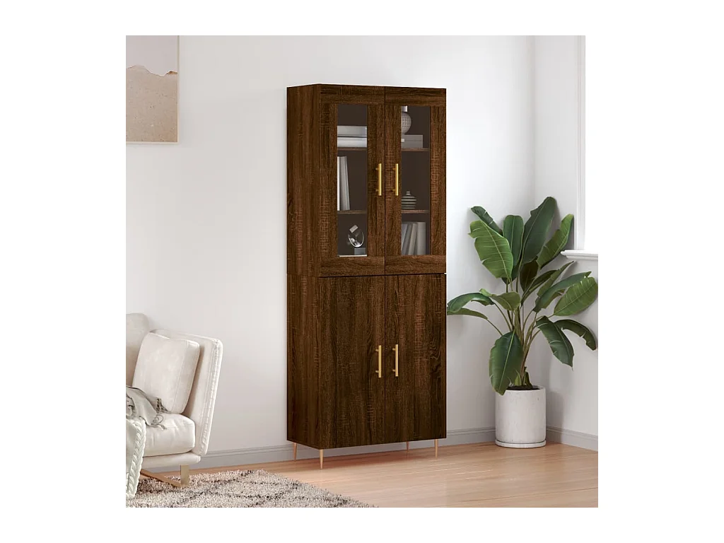 Buffet haut Chêne marron 69,5x34x180 cm Bois d'ingénierie
