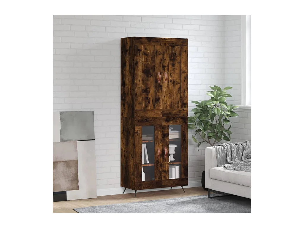 Highboard Räuchereiche 69,5x34x180 cm Holzwerkstoff