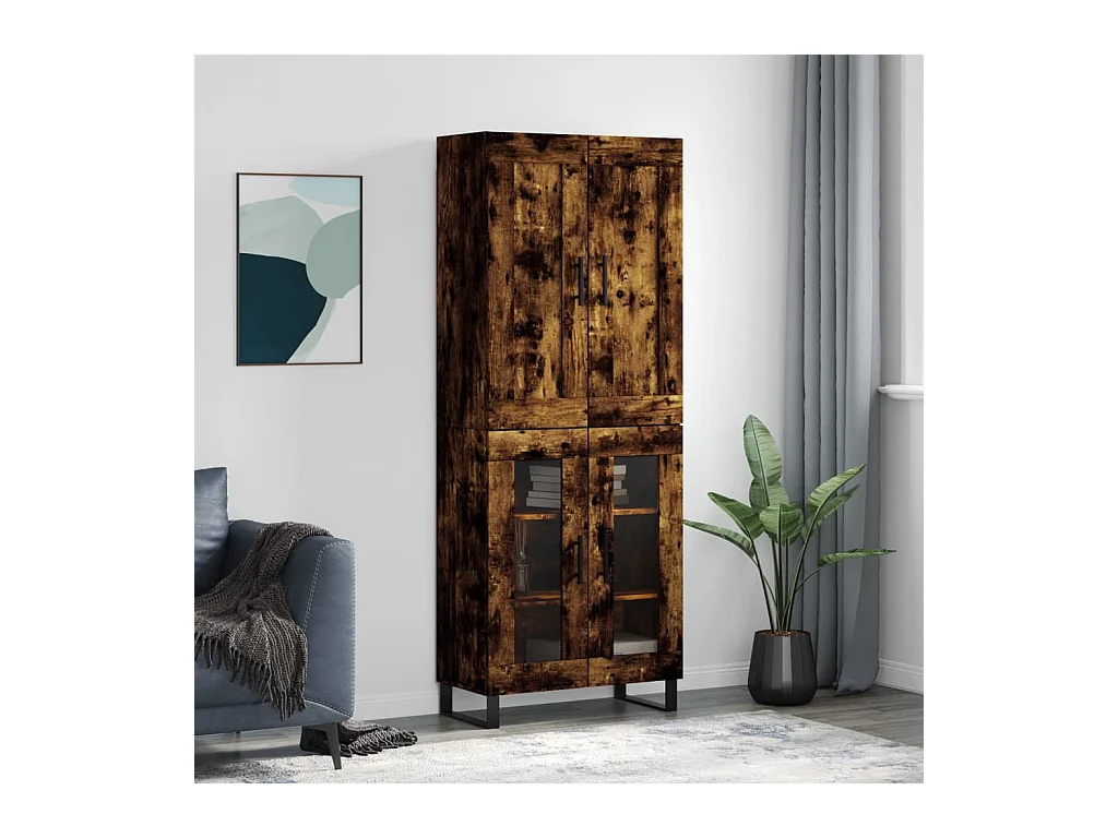 Credenza Rovere Fumo  69,5x34x180 cm in Legno Multistrato