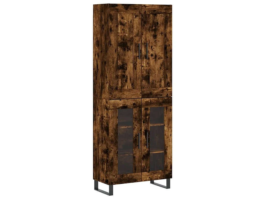 Hoge kast 69,5x34x180 cm bewerkt hout gerookt eikenkleurig