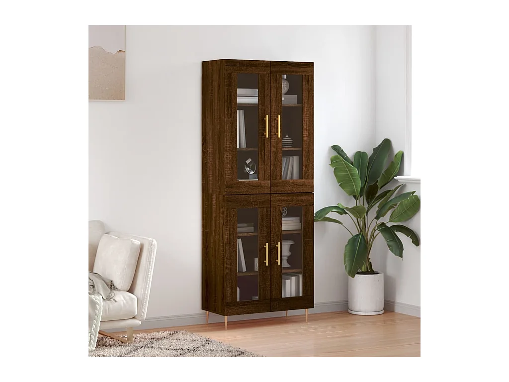 Buffet haut Chêne marron 69,5x34x180 cm Bois d'ingénierie