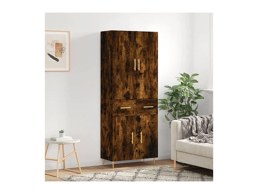 Highboard Räuchereiche 69,5x34x180 cm Holzwerkstoff