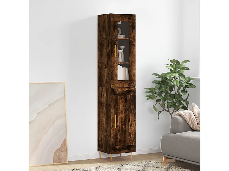 Highboard Räuchereiche 34,5x34x180 cm Holzwerkstoff