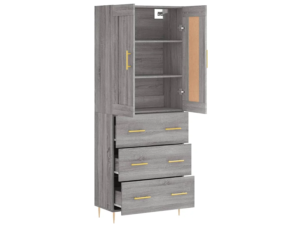 Buffet haut Sonoma gris 69,5x34x180 cm Bois d'ingénierie