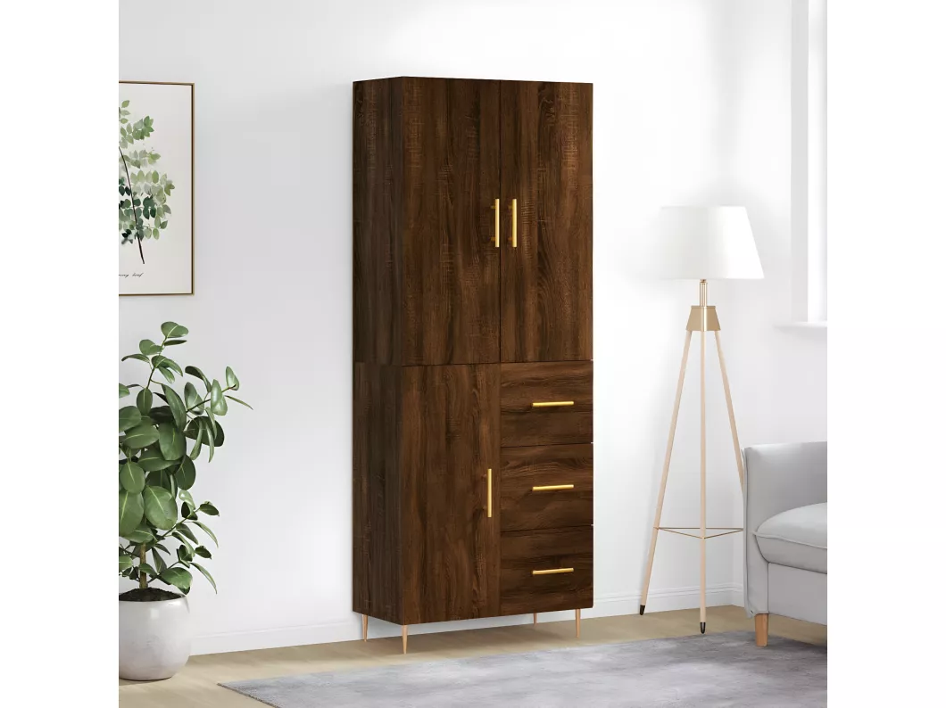 Kauf Unique Highboard Braun Eichen-Optik 69,5x34x180 cm Holzwerkstoff