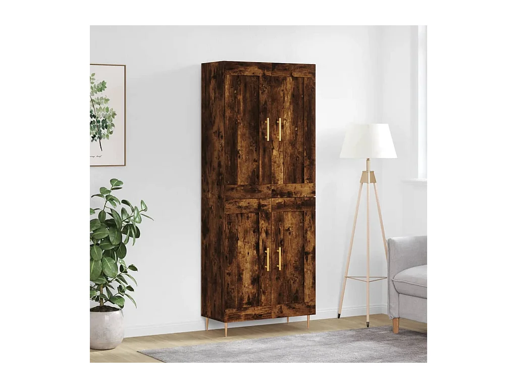 Highboard Räuchereiche 69,5x34x180 cm Holzwerkstoff