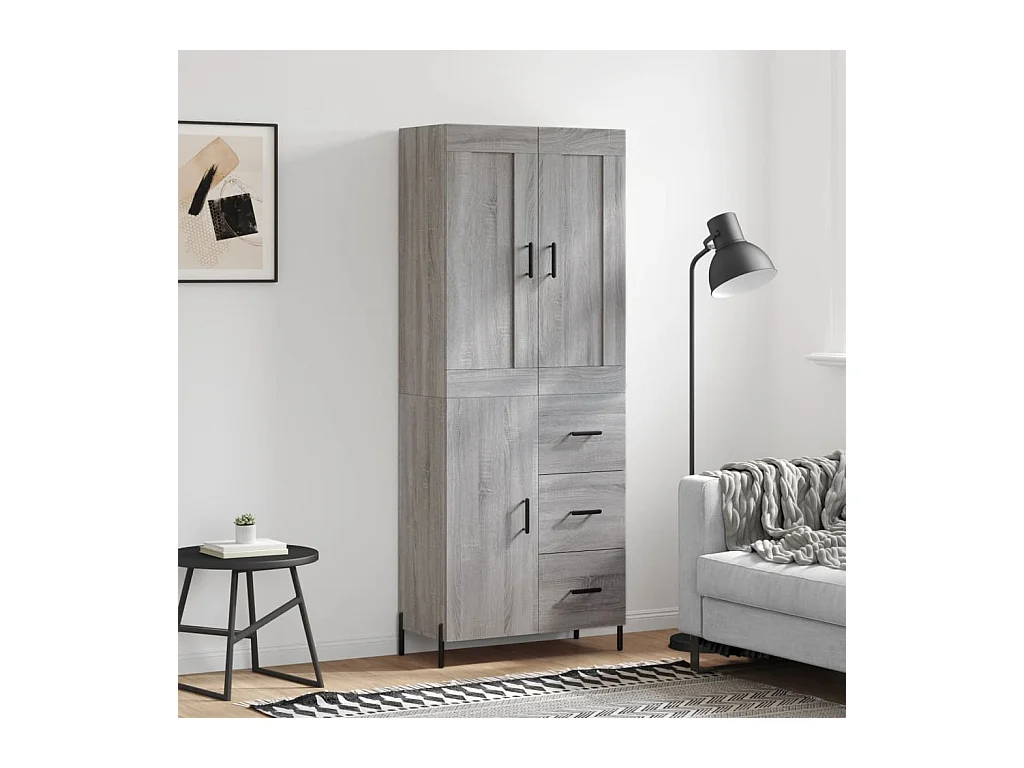 Buffet haut Sonoma gris 69,5x34x180 cm Bois d'ingénierie