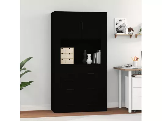 Kauf Unique Highboard Schwarz Holzwerkstoff