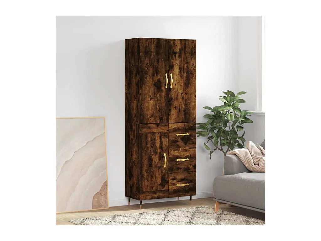 Credenza Rovere Fumo  69,5x34x180 cm in Legno Multistrato