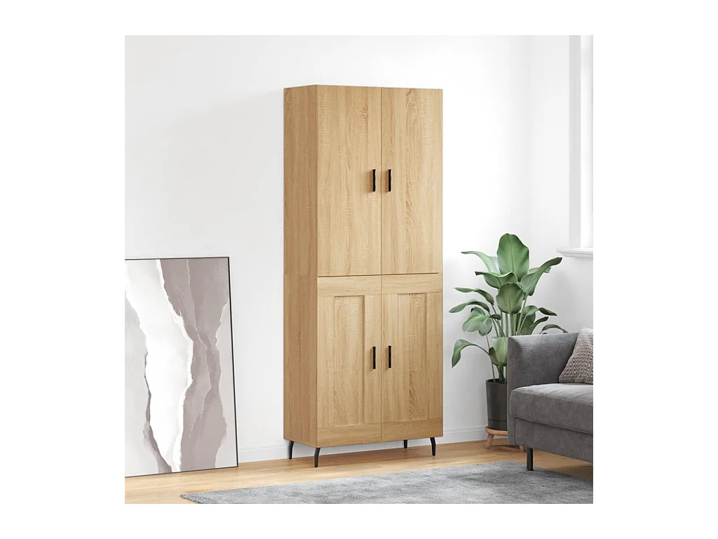 Aparador alto madera contrachapada color roble 69,5x34x180 cm