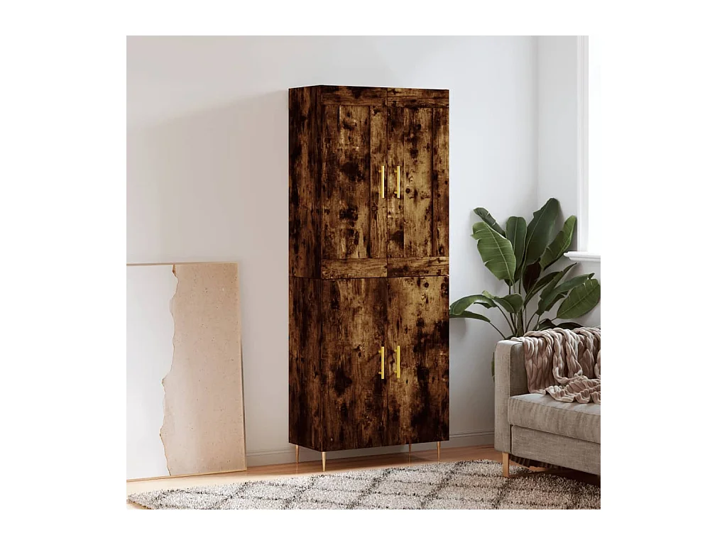 Buffet haut Chêne fumé 69,5x34x180 cm Bois d'ingénierie
