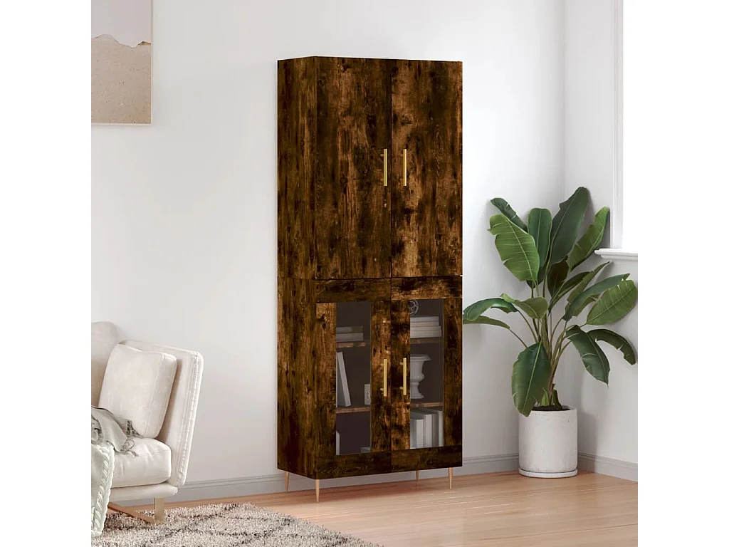 Credenza Rovere Fumo  69,5x34x180 cm in Legno Multistrato