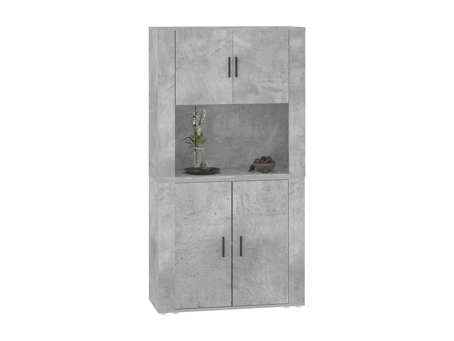 Hoge kast bewerkt hout betongrijs