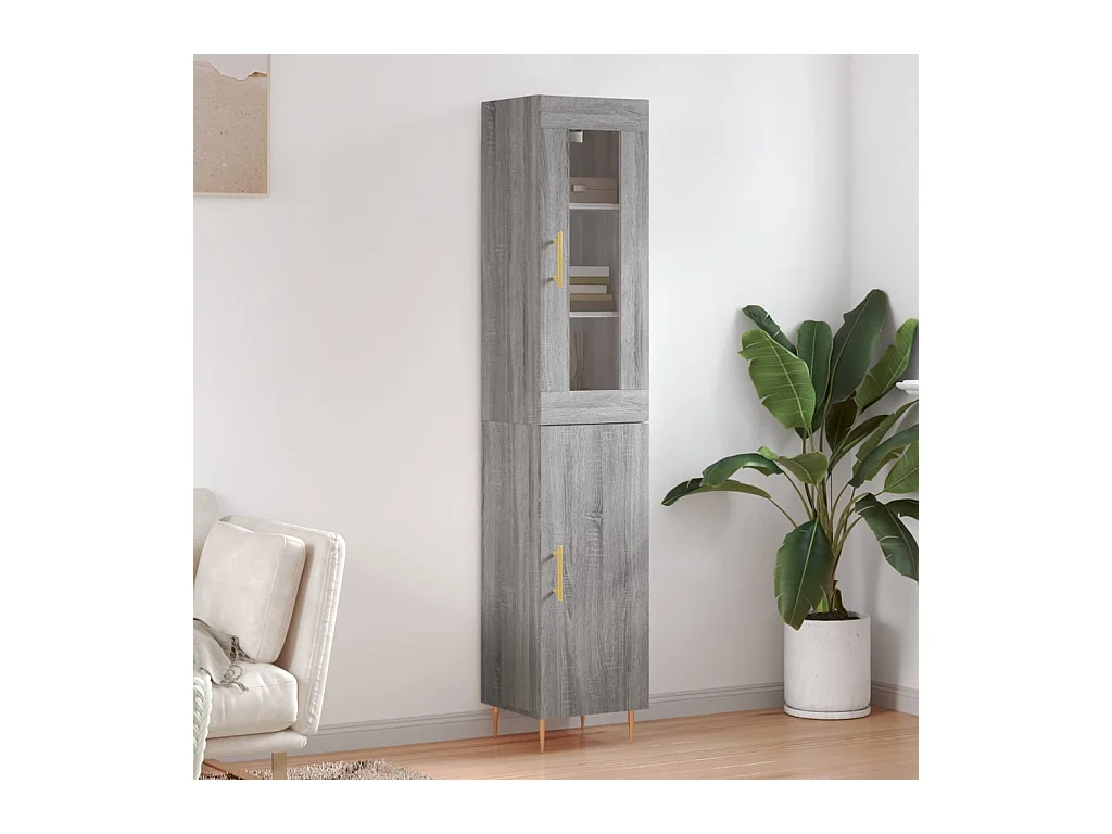 Credenza Grigio Sonoma 34,5x34x180 cm in Legno Multistrato