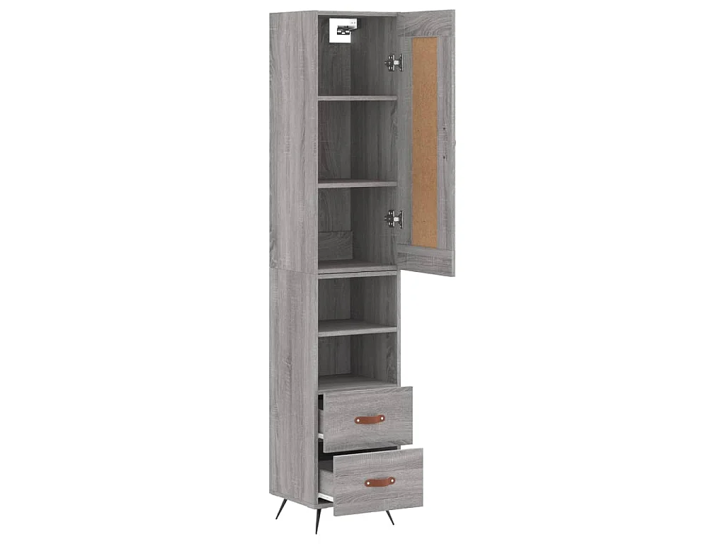 Hoge kast 34,5x34x180 cm bewerkt hout grijs sonoma eikenkleurig