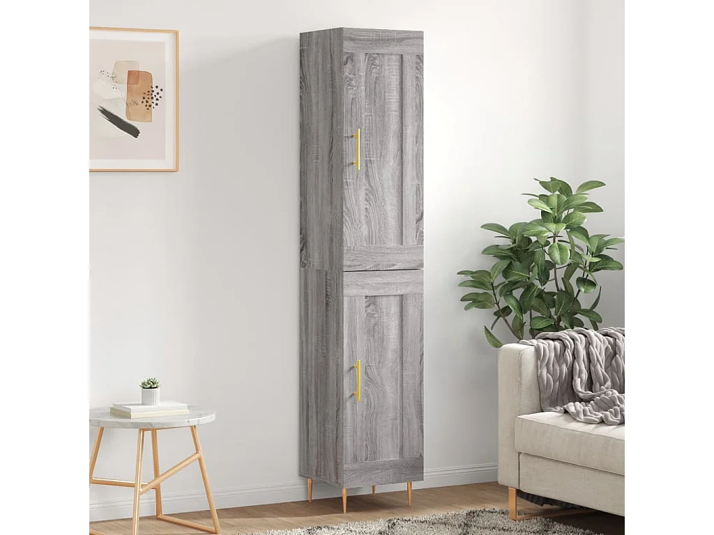 Armário alto 34,5x34x180 cm madeira processada sonoma cinza