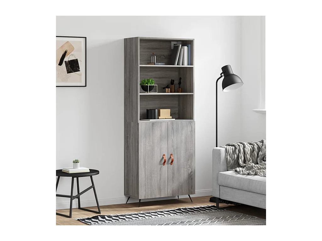 Buffet haut Sonoma gris 69,5x34x180 cm Bois d'ingénierie